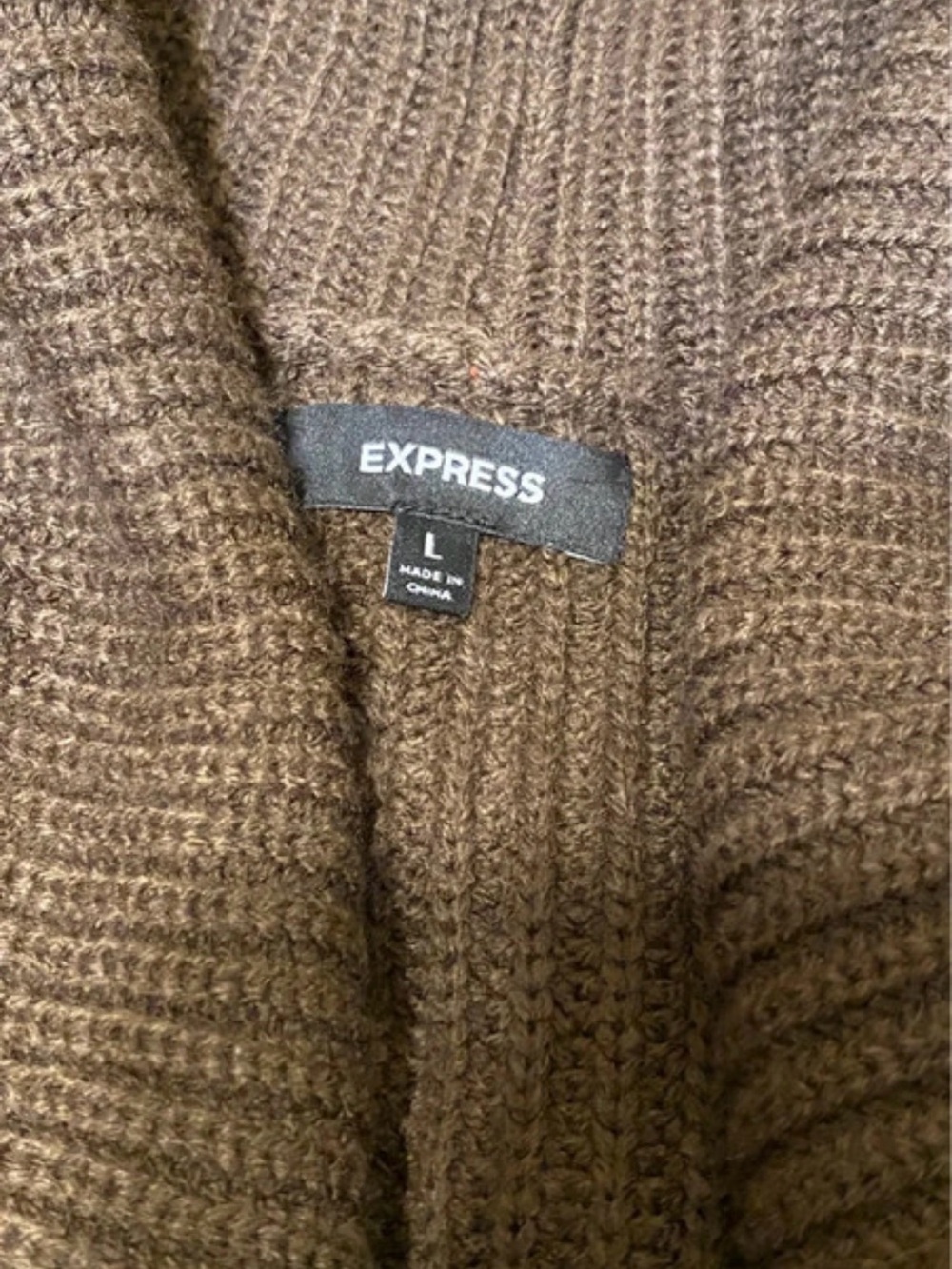 Express Brown Ribbed Draped Open-Front Cardigan - Picture 3 of 3